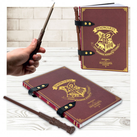 Set Carnet de Notes Harry Potter Poudlard et Stylo Baguette Magique