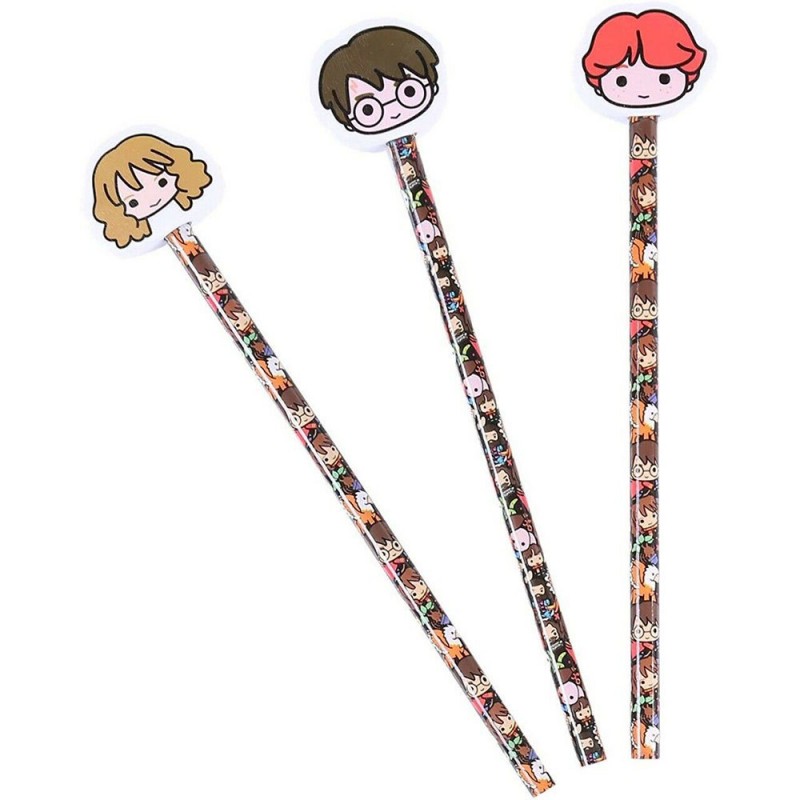 Set 3 Crayons Harry Potter Chibi avec Gommes sur Cec Design