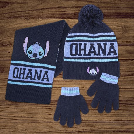 Set Hiver Stitch Disney - Echarpe, Gants et Bonnet à Pompon