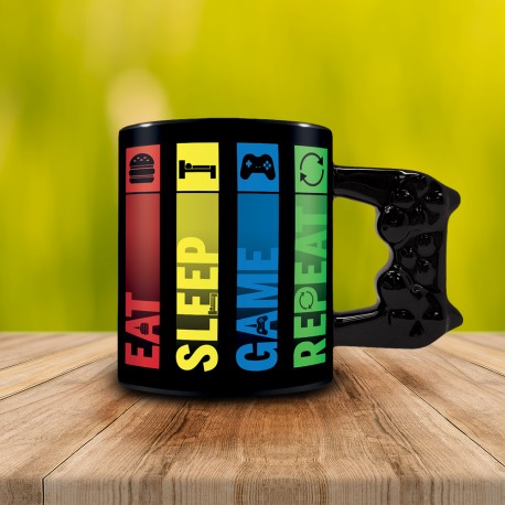 Tasse 3D Gamer : Eat, Sleep, Game, Repeat