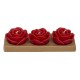 Set de 3 Bougies Roses Rouges