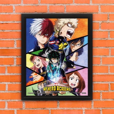 Cadre My Hero Academia Personnages Mosaïque Effet Animé 3D