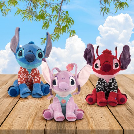 Peluche Stitch, Angel & Leroy Hawaii Disney Sonore 30 cm