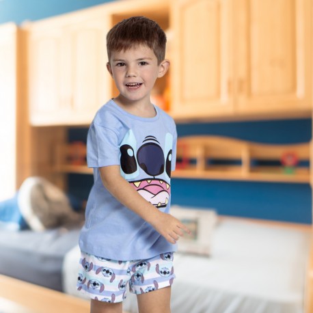 Pyjamas Courts Stitch Bleus Disney Enfants - Lot de 12