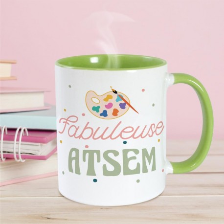 Mug Vert Fabuleuse ATSEM - Palette de Peinture