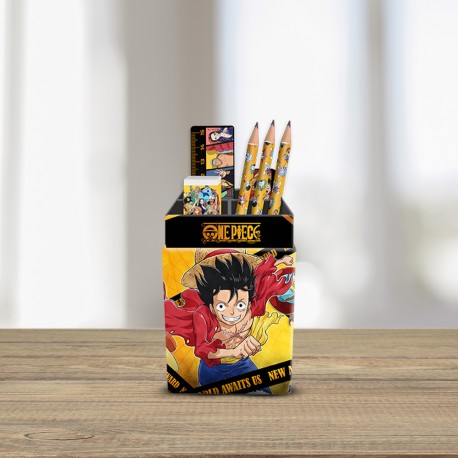Porte-Crayons Manga One Piece avec Papeterie - 7 Pièces