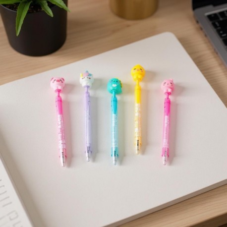 Stylo Gel Animaux Kawaii Rétractable Encre Bleue