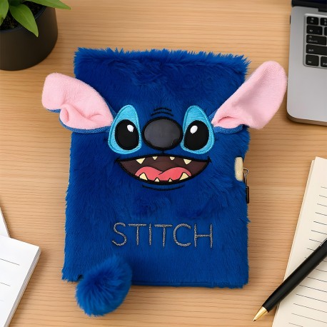 Carnet Secret Stitch 3D Disney Fourrure Bleue et Pompon