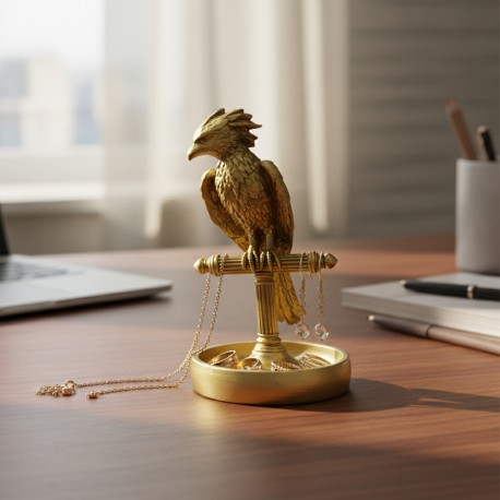 Présentoir à Bijoux Fumseck le Phénix Harry Potter en Résine Dorée