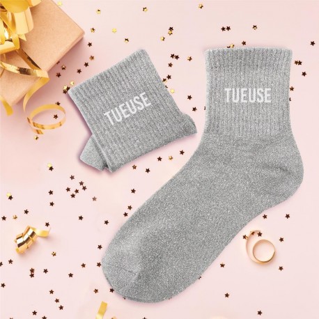 Chaussettes Paillettes Colorées Mot Fantaisie