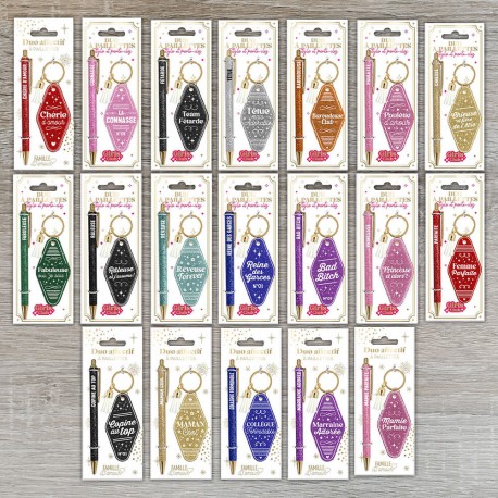 Duo de Cadeaux Paillettes - Stylo & Porte-Clés