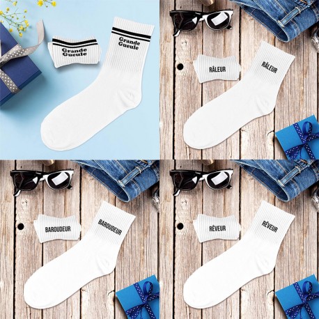 Chaussettes Homme Blanches Fantaisie à Message