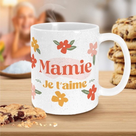 Mug Paillettes Mamie je t'aime